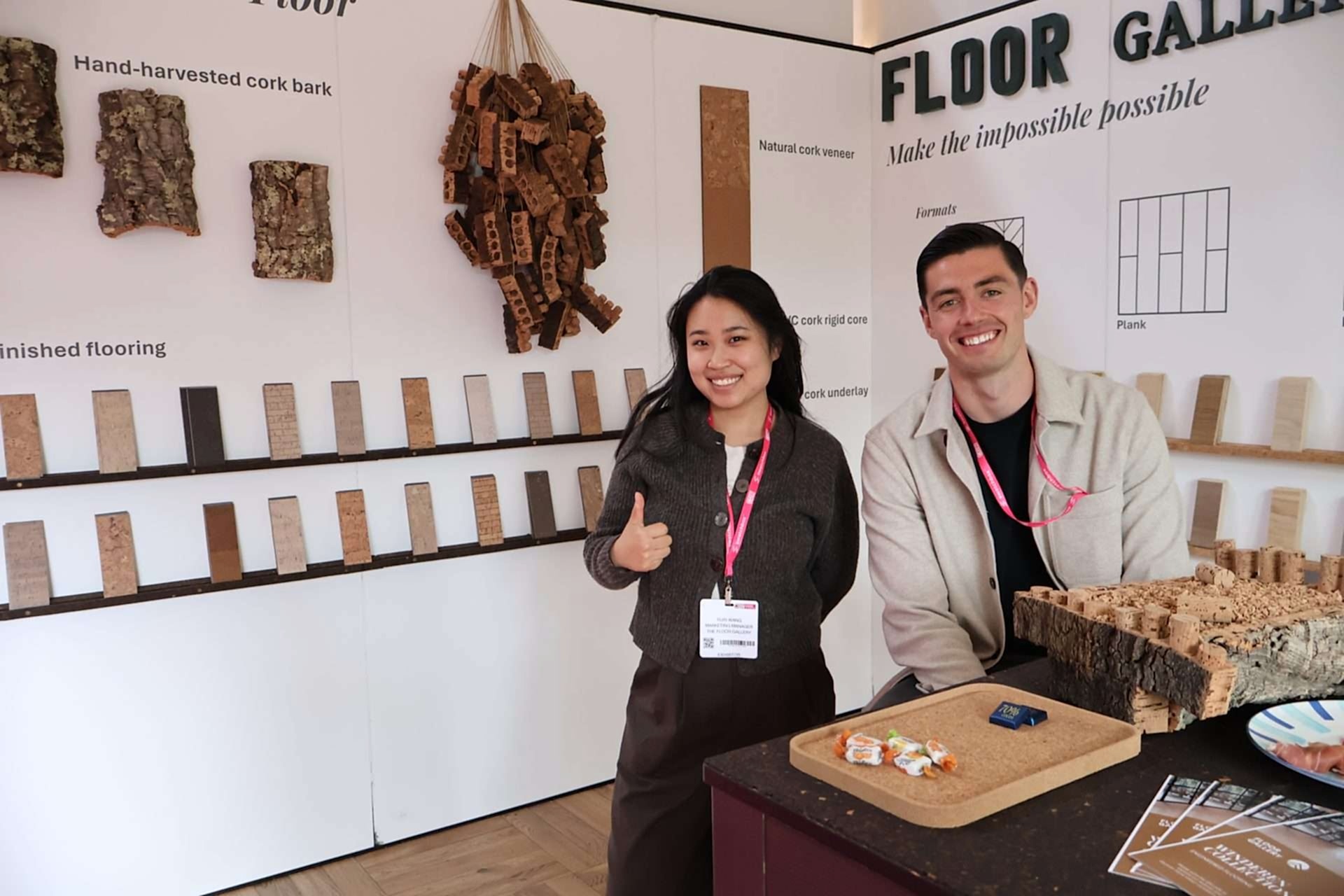 Aaron Smith and Yijin Wang on The Floor Gallery exhibition stand